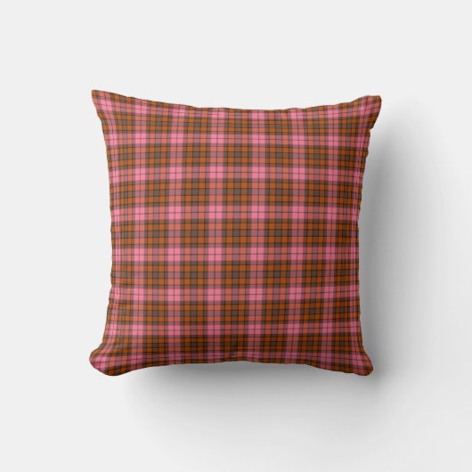 Rust Pink Plaid Tartan Retro Color クッション (正面)