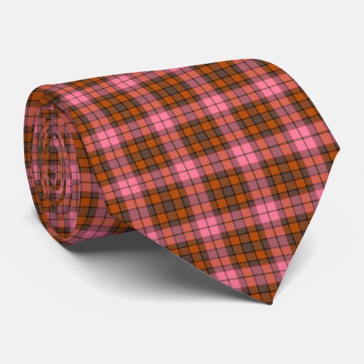 Rust Pink Plaid Tartan Retro Color Neck Tie ネクタイ (ロール)