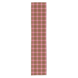 Rust Pink Plaid Tartan Retro Color Table Runner ショートテーブルランナー