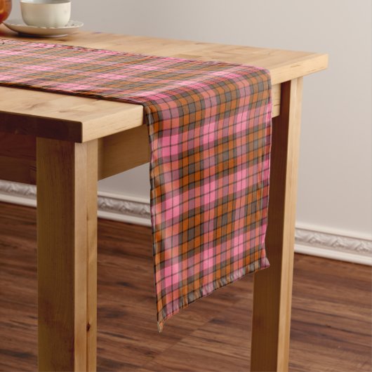 Rust Pink Plaid Tartan Retro Color Table Runner ショートテーブルランナー (インサイチュ)