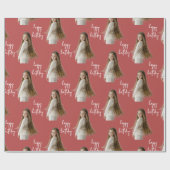 Rust Red & カスタム誕生日文字と写真 – ラッピングペーパー (フラット)