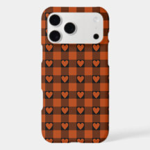 Rust Red Black バッファロー ハート プリント スマホケース