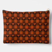 Rust Red Black Buffalo Heart Plaid アクセサリーポーチ (裏面)