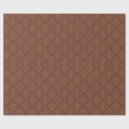 Rust Red Brown Damask Pattern ラッピングペーパー (フラット)