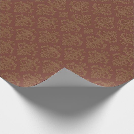 Rust Red Brown Damask Pattern ラッピングペーパー (角)