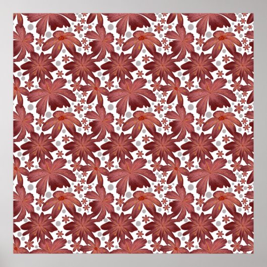 Rust Red Floral Seamless Pattern   ポスター (正面)