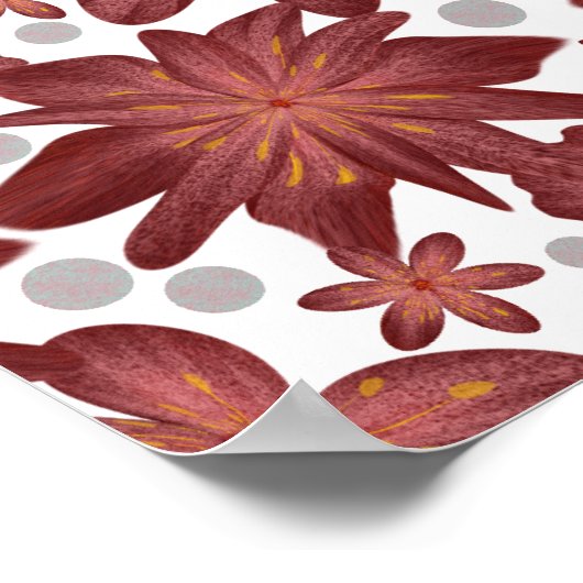 Rust Red Floral Seamless Pattern   ポスター (角)