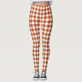 Rust Red Plaid Gingham レギンス