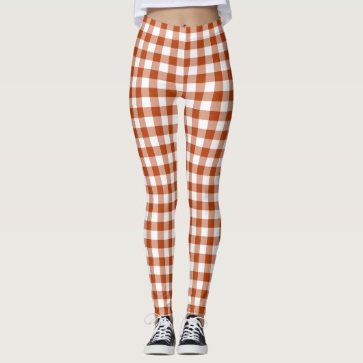 Rust Red Plaid Gingham レギンス (正面)