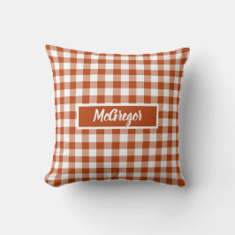 Rust Red Plaid Gingham Personalized クッション