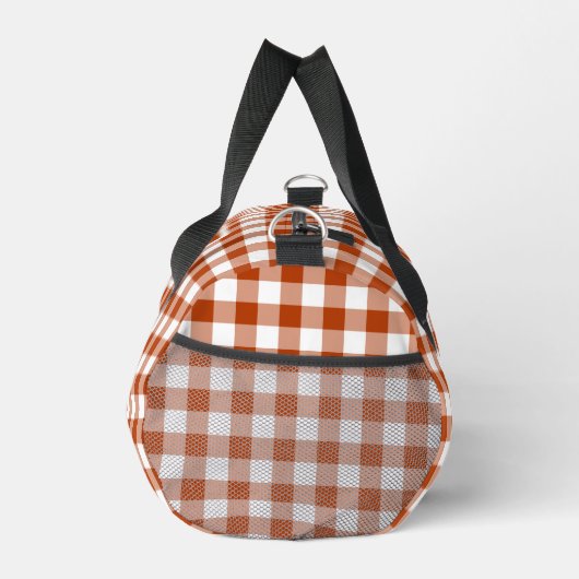 Rust Red Plaid Gingham Personalized ダッフルバッグ (右)
