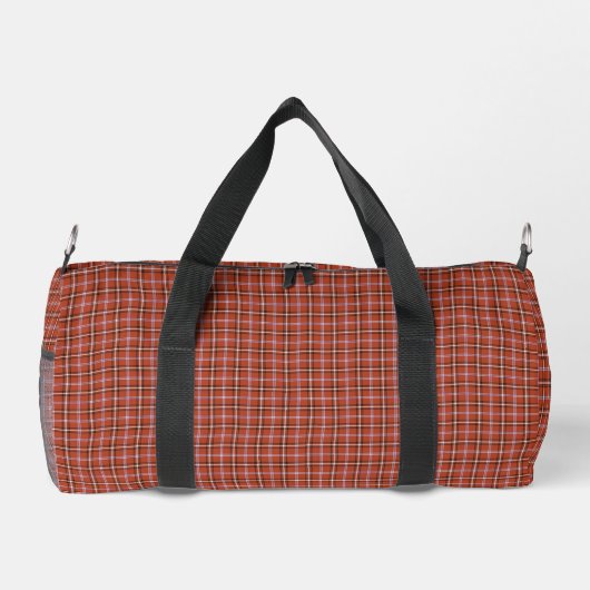 Rust Red Plaid Retro Color ダッフルバッグ (裏面)