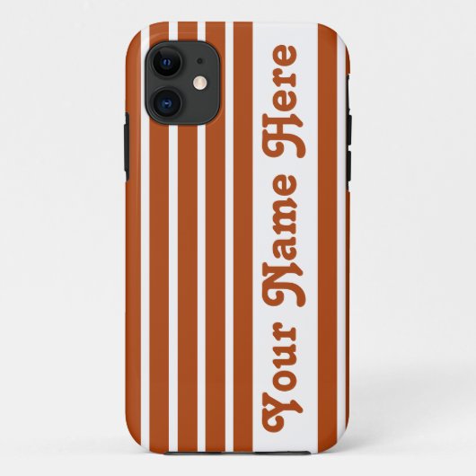Rust Red Safariストライプ（名前） Case-Mate iPhoneケース (裏面)
