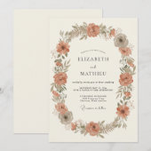 Rust Resplendent Botanical Wedding 招待状 (正面/裏面)