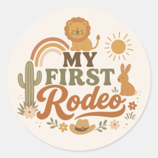 Rust Rodeo First Birthday Stickers | Neutral Boho  ラウンドシール