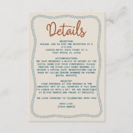 Rust Teal Western Rustic Barn Wedding Details エンクロージャーカード