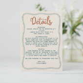 Rust Teal Western Rustic Barn Wedding Details エンクロージャーカード (スタンド正面)