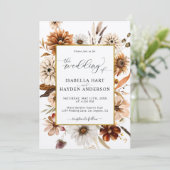 Rust Terracotta秋オールインワンQRコード結婚ズ 招待状 (スタンド正面)
