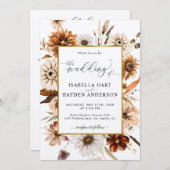 Rust Terracotta秋オールインワンQRコード結婚ズ 招待状 (正面/裏面)