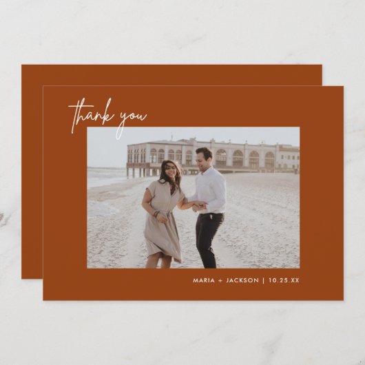 Rust Terracotta結婚の写真サンキューカード サンキューカード (正面/裏面)