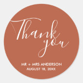 Rust Terracotta Boho 結婚's Thank You ラウンドシール (正面)
