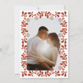 Rust Terracotta Chic Mexican Fiesta Talavera写真 セーブザデート (裏面)