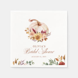 Rust Terracotta Floral Pampas Grass and Pumpkin スタンダードカクテルナプキン