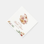 Rust Terracotta Floral Pampas Grass and Pumpkin スタンダードカクテルナプキン (角)