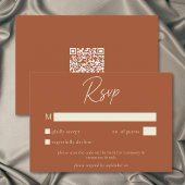 Rust Terracotta Minimalist Fall Wedding QR Code 出欠カード
