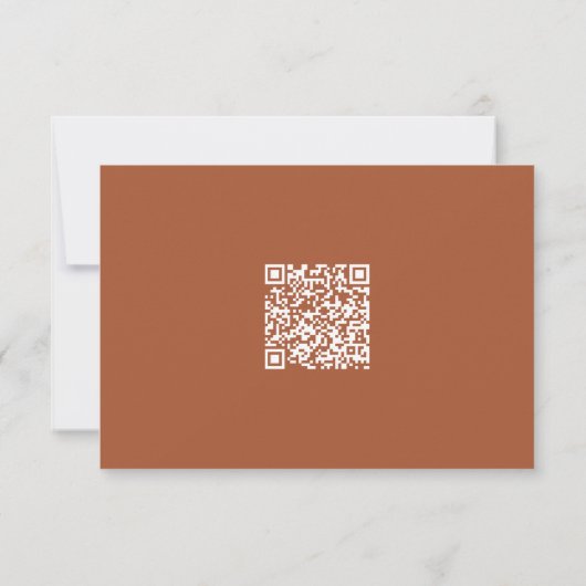 Rust Terracotta Minimalist Frame Wedding QR Code 出欠カード (裏面)