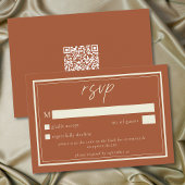 Rust Terracotta Minimalist Frame Wedding QR Code 出欠カード