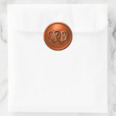 Rust Two Hearts Intertwined Monogram Wedding ラウンドシール (バッグ)