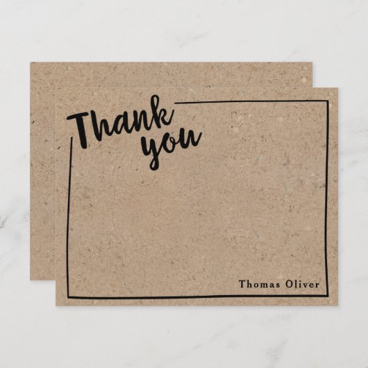 Rustciパーソナライズされた感謝Note, Black Script サンキューカード (正面/裏面)