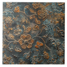 Rusted Metal Antique Floral タイル