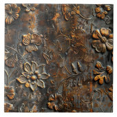 Rusted Metal Antique Floral タイル (正面)
