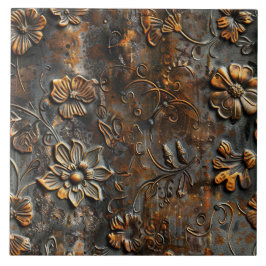 Rusted Metal Antique Floral タイル