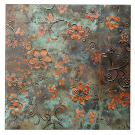 Rusted Metal Antique Floral タイル