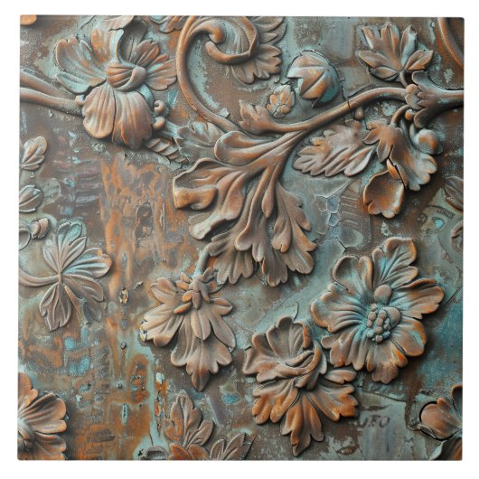 Rusted Metal Antique Floral  タイル (正面)