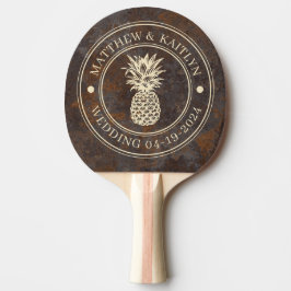 Rusted Metal Sheet Pineapple Wedding Crest & Names 卓球ラケット