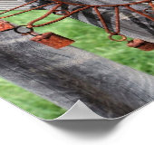 Rusted Wire Sun Face Lawn Decoration On Fence ポスター (角)