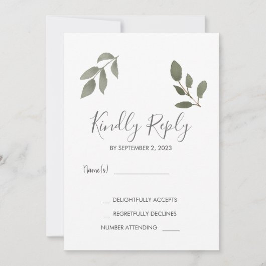 Rustiボエレガントタニカル離れフォトウェディングRSVP 招待状 (正面)