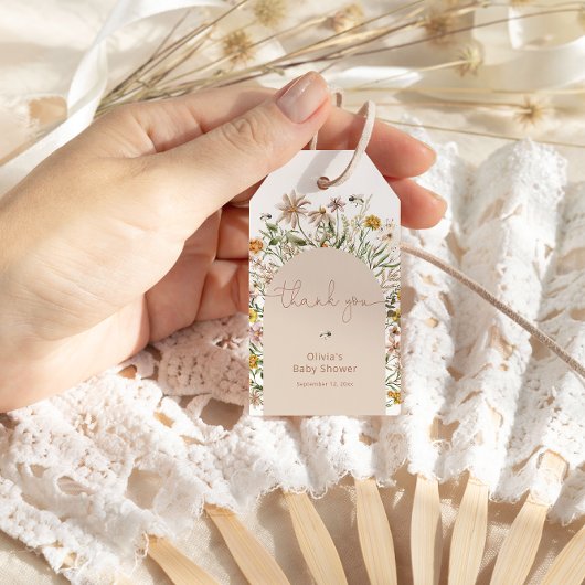 Rustiボホсワイルドフラワーベビーシャワー ギフトタグ