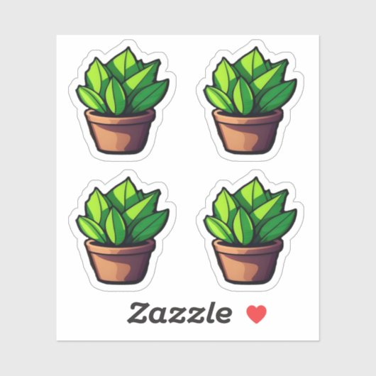 Rusti魅力的の緑色鉢植えステッカー シール (シート)