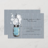 Rusticなハンギングメイソンジャーウェディング 出欠カード (正面/裏面)