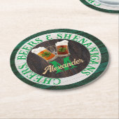  rusticな木の歓声 ビール 悪ふざけ ラウンドペーパーコースター (アングル)