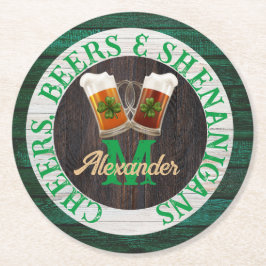 rusticな木の歓声 ビール 悪ふざけ ラウンドペーパーコースター