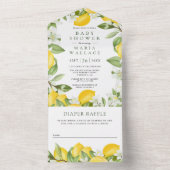 rusticな柑橘類のレモン農園ベイビーシャワー オールインワン招待状 (内側)