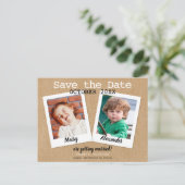 Rusticな結婚式のSave the Dateフォト ポストカード (スタンド正面)