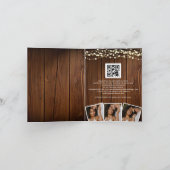 Rusticウッドストリングライト 3枚の写真 QRコード ウェディング 招待状 (内部)