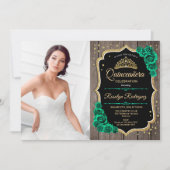 Rusticエメラルドグリーンフォトキンセアニェラ 招待状 (正面)